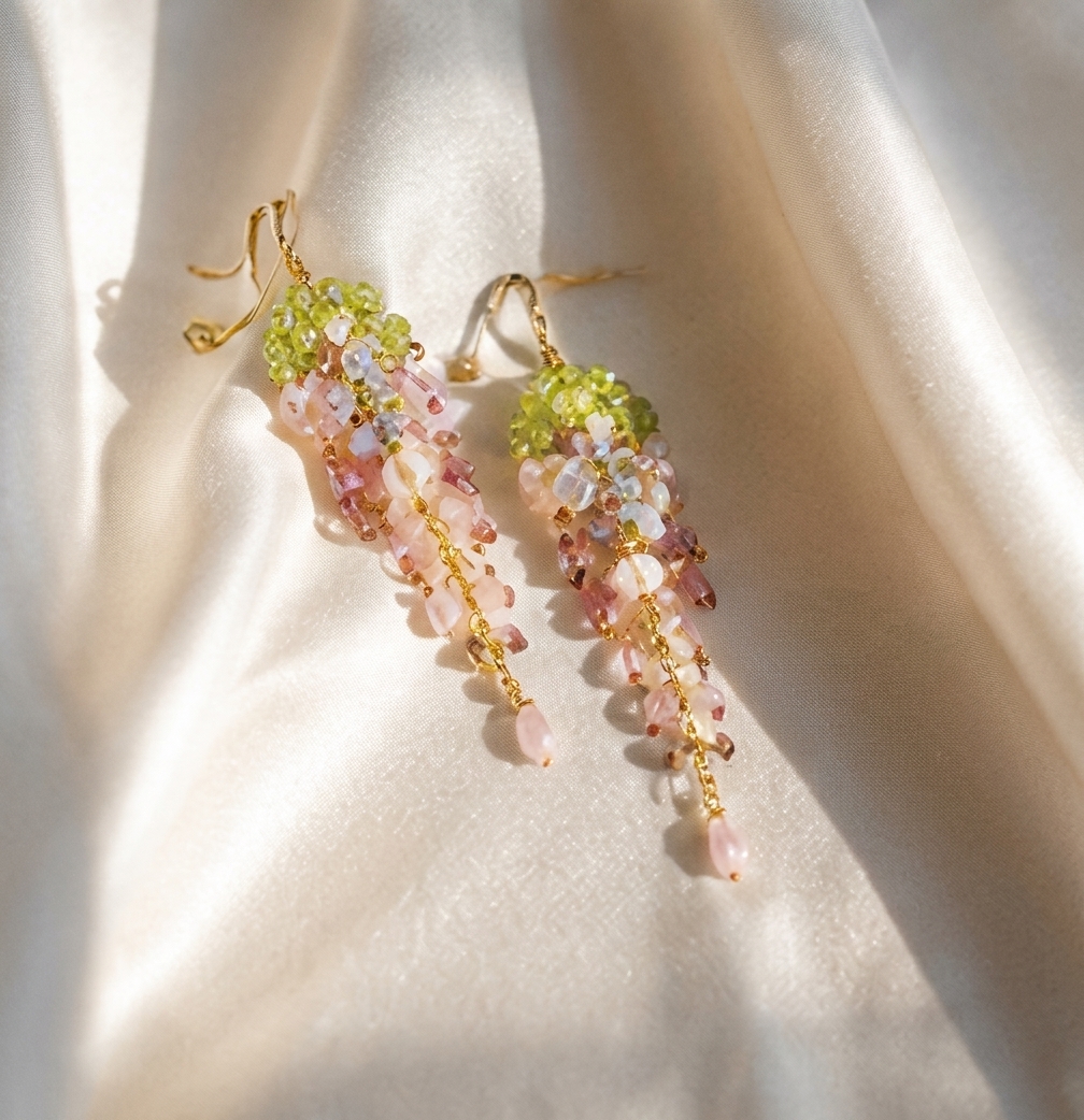 Aelara jewelry on soft linen